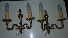 PAIRE D'APPLIQUES Électrifiées. Véritable BRONZE