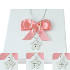 Argent Sterling Colliers pour Filles,Personnalisé Gravure,Collier Fleur