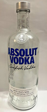 1 Bouteille Vide Sérigraphiée Absolut Vodka 1 L. avec bouchon