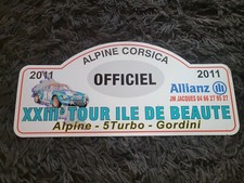 PLAQUE DE RALLYE PLASTIQUE ALPINE CORSE OFFICIEL TOUR ILE DE BEAUTÉ 5 TURBO GORD