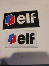 2 Patch Thermocollant Brodé Elf  Essence  Noir L10cn H5cm Blanc L8cm H 4cm