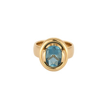 POIRAY - Ma préférence - Bague en or rose et topaze blue london - grenat rhodoli