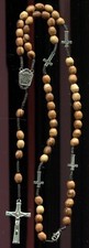 Catholic Olive Wood Rosary Prayer Beads Necklace With Jerusalem Holy Land Soil