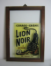 Publicité Ancienne Cirage Lion Noir peinture sur verre