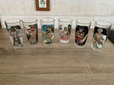 PIN UP Erotisme Série Complète 6 verres Apéritif Photos Couleurs 1970