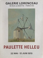 Paulette HELLEU - Poster Affiche en lithographie Mourlot 1970 Expo Paris