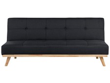 Beliani - Canapé Convertible 3 Places - Froya - Tissu, Noir