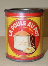 ANCIENNE BOITE EN TOLE PUBLICITAIRE LA POULE AU POT 20 UNITÉS