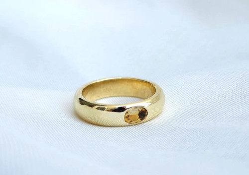 Bague chevalière citrine - bague, en