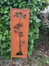 Paravent rouille noble bambou parasol 160 cm stèle de jardin brise-vue pannea...