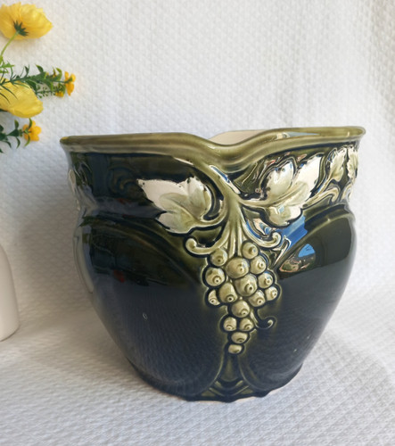Cache pot ancien barbotine - cache-pot,