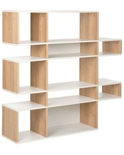 Bibliothèque Bois Clair et Blanc Cassé à 5 Niveaux Ouverte Design Scandinave Ama