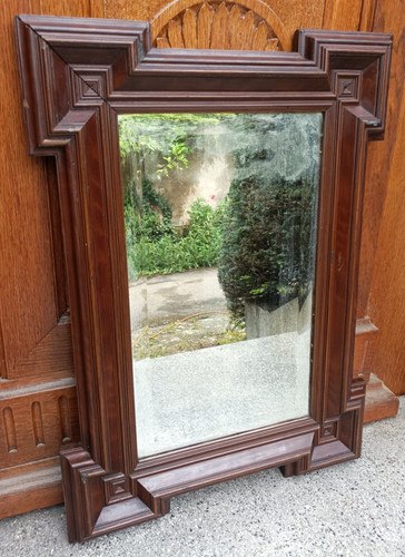 Ancien miroir laqué marron - ,