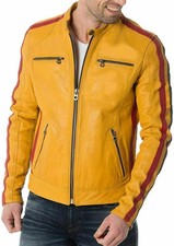Veste en cuir jaune pour homme