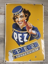 Ancienne plaque émaillée Pez bombée Très Rare