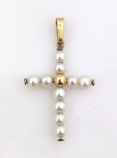 Croix perles de culture et or