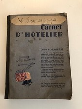 Ancien carnet d'Hôtelier 1937