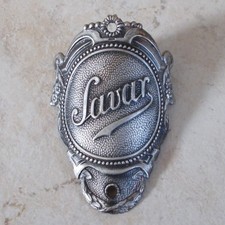 Antique SAVAR silver France Bicycle Head Badge vintage Bike vtg old