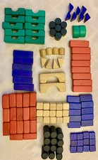 Vintage Jeu Blocs Construction 120 Pièces Bois Educatif Enfant. Année 60