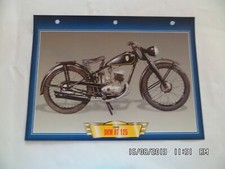 CARTE FICHE MOTO 1940 DKW RT