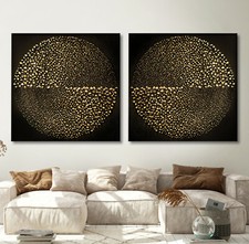 Part 2 Toile Image Abstraite Moderne Noir Brun Jaune Peinture Tableau XXL