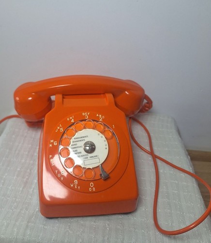 Téléphone orange cadran - téléphone,