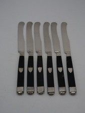 6 COUTEAUX A FRUITS EN ARGENT MASSIF ET EBENE POINCON COQ PARIS 1809