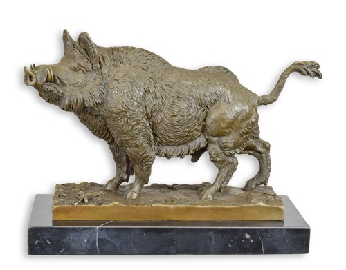 Sculpture bronze sanglier - en,