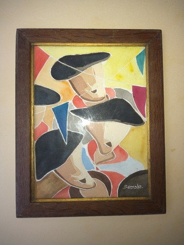 Aquarelle ancienne chanteur - ancienne, du