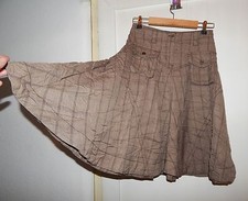 Superbe jupe marron à carreaux effet froissé très ample XANAKA T36