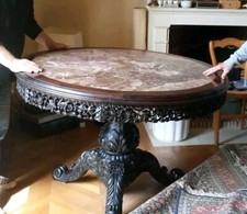 Piédestal en marbre rose Géridon XIXe Indochine