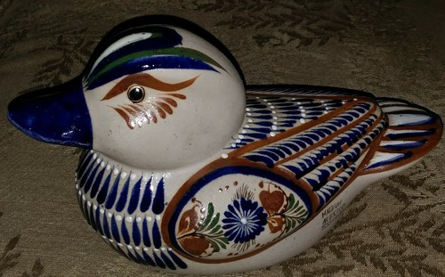 Vintage colorful pottery duck - vintage,