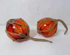 2 boules de verre flotteurs pêche balle vintage