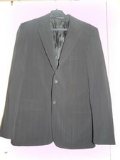 Tailleur costume veste + pantalon homme Clockhouse T 46 slim fit noir rayé - BE