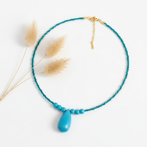 Collier turquoise perles - collier, &