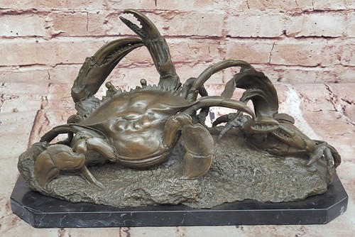 Crab okimono sculpture bronze - crab,
