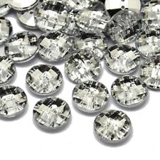 10 BOUTONS FANTAISIES STRASS TRANSPARENT 15 mm - 2 TROUS - COUTURE SCRAPBOOKING