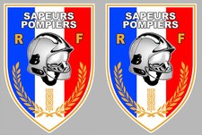 2 X SAPEURS POMPIERS BLASON ECUSSON AUTOCOLLANT STICKER 9cmX6,5cm SA135