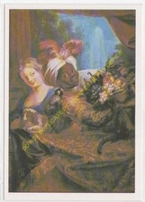 Postcard ART ANTOINE COYPEL Jeune Noir à la corbeille & jeune fille au chien