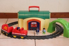 PLAYMOBIL 123 LOT GARE TRANSPORTABLE TRAIN RAIL TUNNEL
