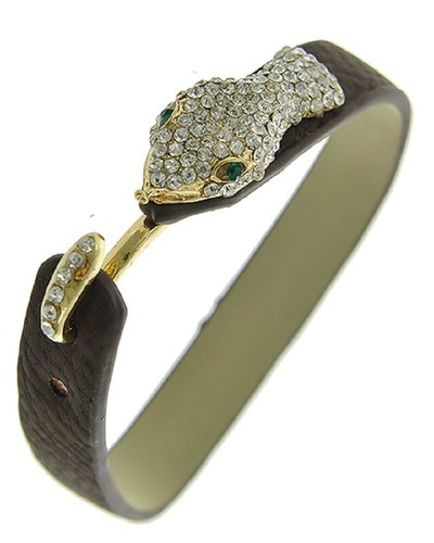 Brown leatherette rhinestone - brown,