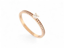 NEUF BAGUE VANRYCKE SOLITAIRE PAVEE DIAMANTS EN OR ROSE 18K T53 GOLD RING 1690€