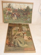 2 ANCIENS  PUZZLES EN BOIS PAPIER ANNEES 1900/1910 SIGNES REUTLINGER ,SEEBERGER