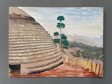 Hutte, Afrique, gouache