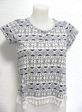 haut à franges  ♥ FB SISTER ♥ Taille XS 32 34 36 crop top T shirt femme