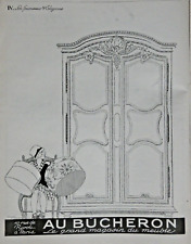 PUBLICITÉ PRESSE 1926 AU BUCHERON MAGASIN DU MEUBLE - IV- FOURNISSEUR D'ELEGANCE