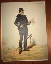 CAPITAINE DE CHASSEURS À PIED. CHROMOLITHOGRAPHIE XIX éme.