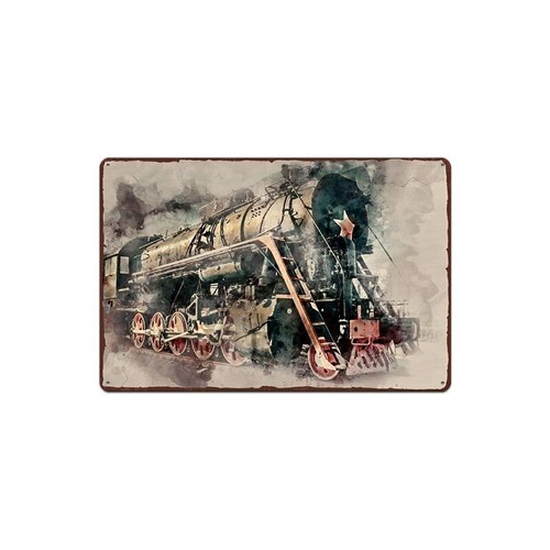 Plaque metal train ancien - en,