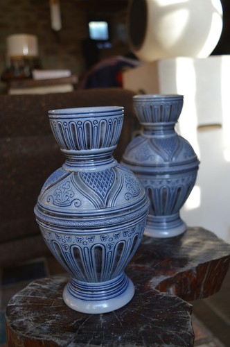 Paire vases grès sel - vases,