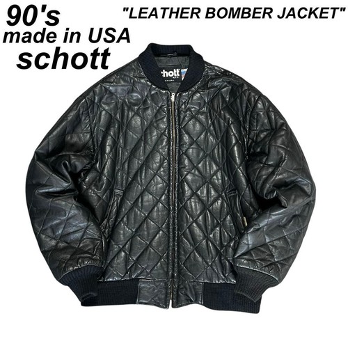 Schott leather quilted bomber - schott,
